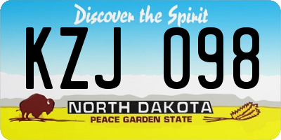 ND license plate KZJ098