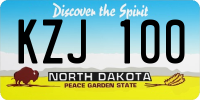 ND license plate KZJ100