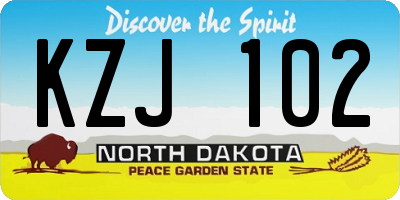 ND license plate KZJ102