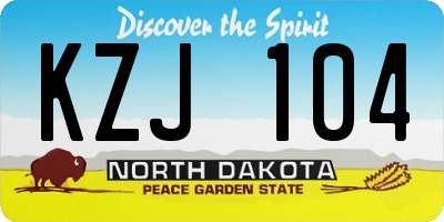 ND license plate KZJ104