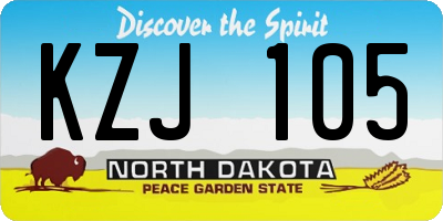 ND license plate KZJ105