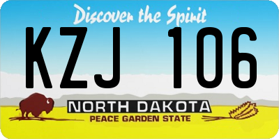 ND license plate KZJ106