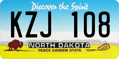 ND license plate KZJ108