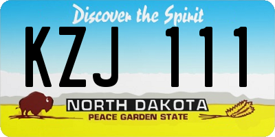 ND license plate KZJ111