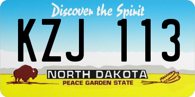 ND license plate KZJ113