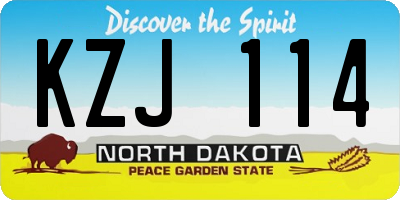 ND license plate KZJ114