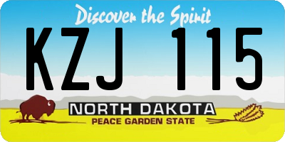 ND license plate KZJ115