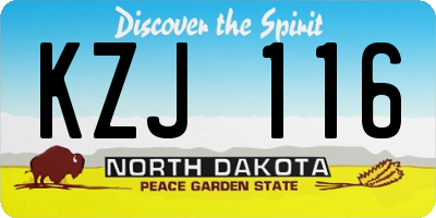 ND license plate KZJ116