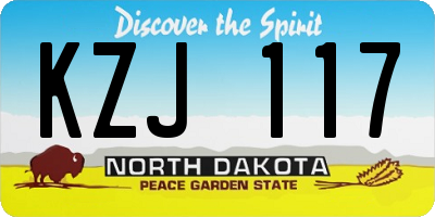 ND license plate KZJ117