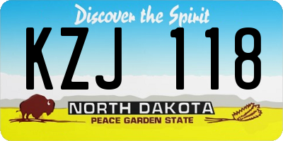 ND license plate KZJ118