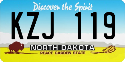 ND license plate KZJ119