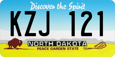 ND license plate KZJ121