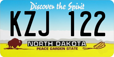 ND license plate KZJ122