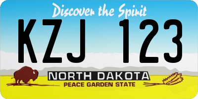 ND license plate KZJ123