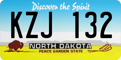 ND license plate KZJ132