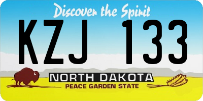 ND license plate KZJ133