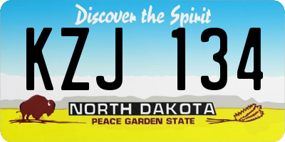 ND license plate KZJ134