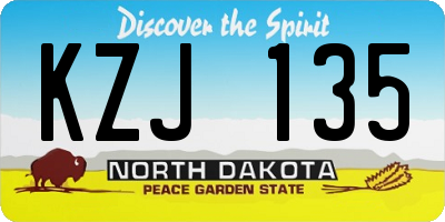 ND license plate KZJ135