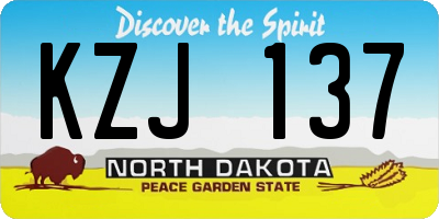 ND license plate KZJ137