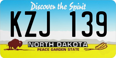 ND license plate KZJ139