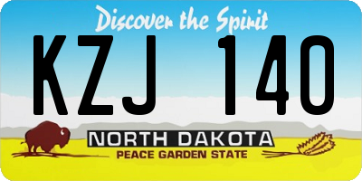 ND license plate KZJ140