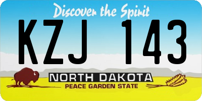 ND license plate KZJ143