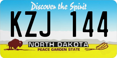 ND license plate KZJ144