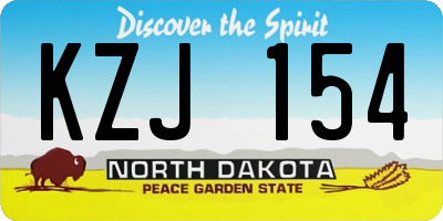 ND license plate KZJ154