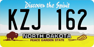 ND license plate KZJ162