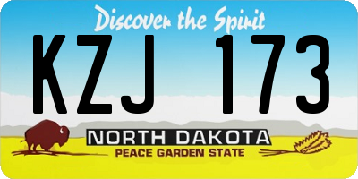 ND license plate KZJ173
