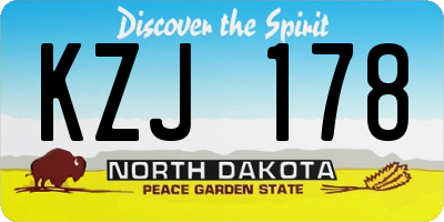 ND license plate KZJ178