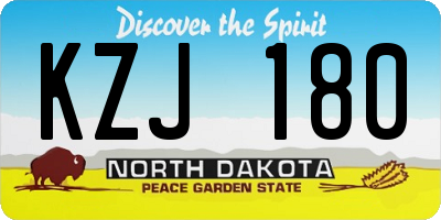 ND license plate KZJ180