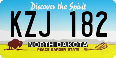 ND license plate KZJ182