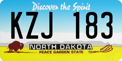 ND license plate KZJ183