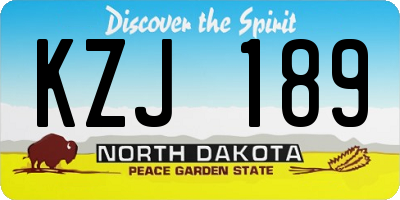 ND license plate KZJ189