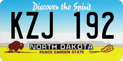 ND license plate KZJ192