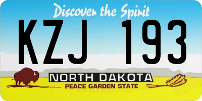 ND license plate KZJ193
