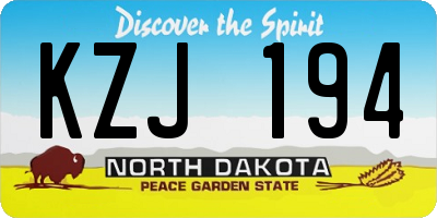 ND license plate KZJ194