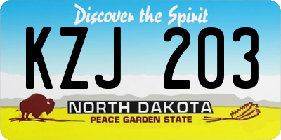 ND license plate KZJ203