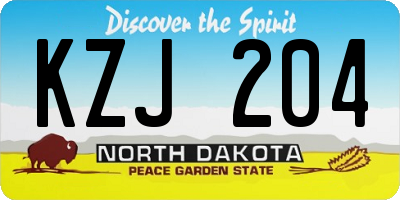 ND license plate KZJ204