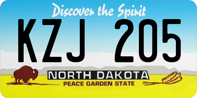 ND license plate KZJ205