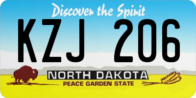 ND license plate KZJ206