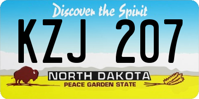 ND license plate KZJ207