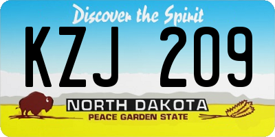 ND license plate KZJ209