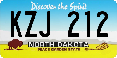 ND license plate KZJ212