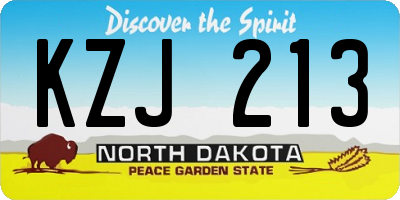 ND license plate KZJ213
