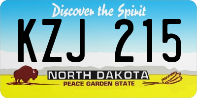 ND license plate KZJ215