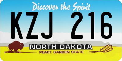 ND license plate KZJ216
