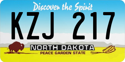 ND license plate KZJ217