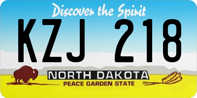 ND license plate KZJ218
